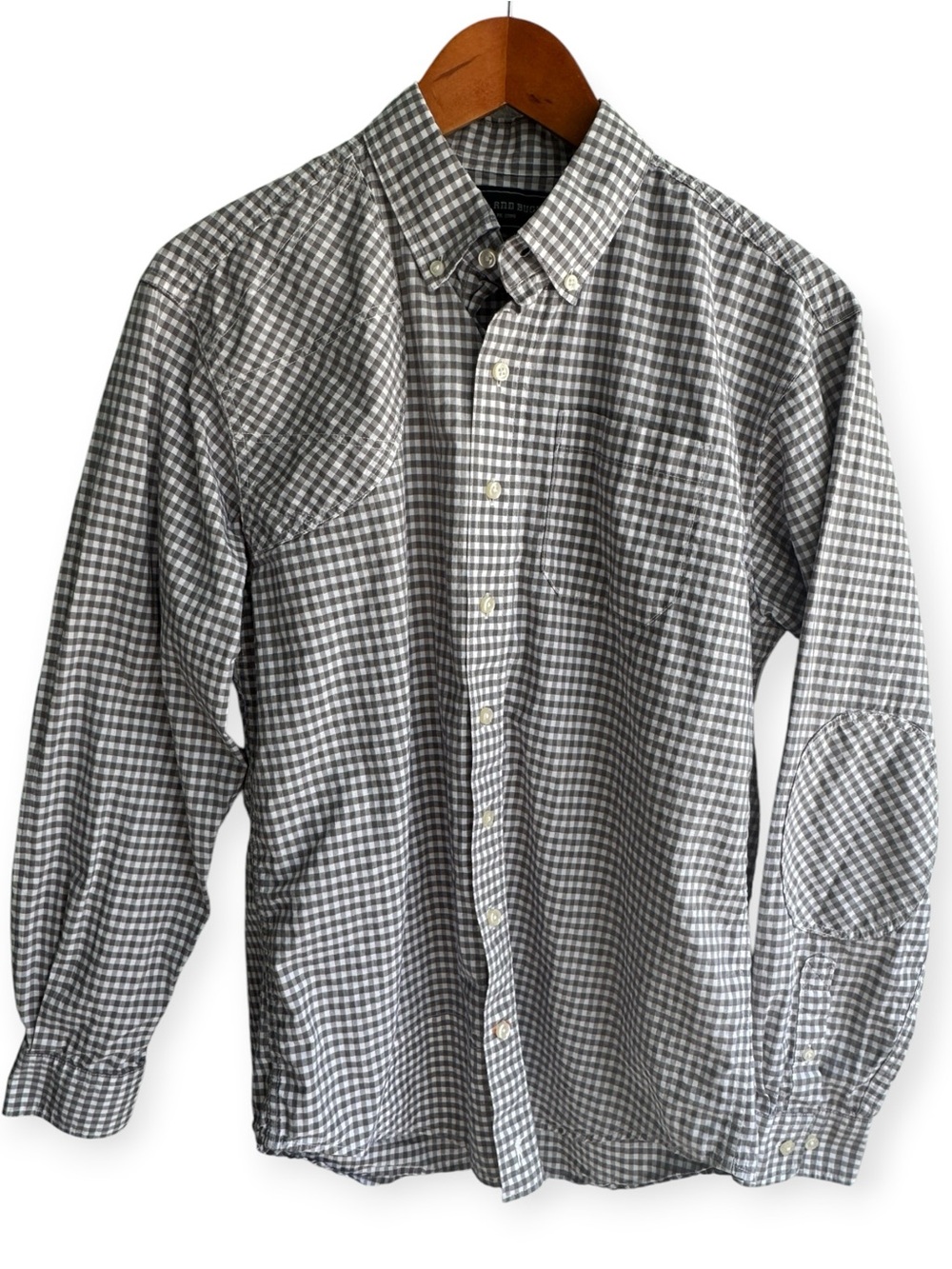Ball and Buck The Sportsmans  Shirt Grey Gingham Button Down Men's Size Medium